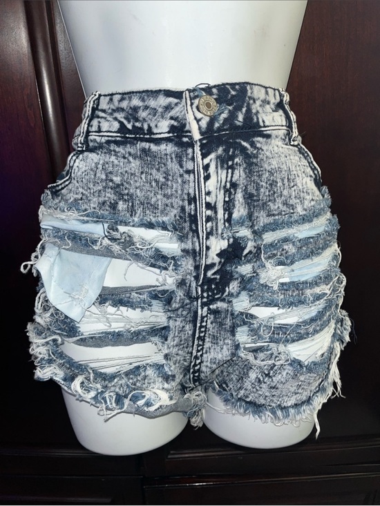 Source Unknown Pants - Source Unknown Black & White Distressed High-Waist Jean Shorts